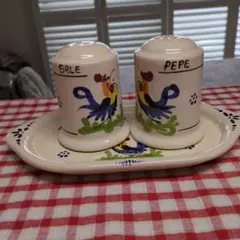 陶器製 塩・胡椒入れセット 鳥の絵柄