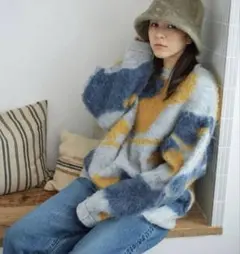 美品　Ungrid シャギージャガードニット