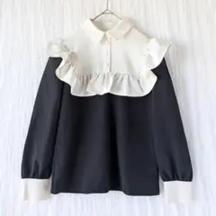 ミロアミュレット ブラウス フリル バイカラー S フレンチガーリー ドーリーのサムネイル