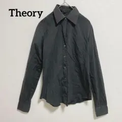 a393 【Theory セオリー】フロントボタンシャツ 長袖 上品　グレーのサムネイル