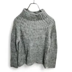 【コムサイズム】ハイネックニット モヘヤ混 M グレー ざっくり ウール 870