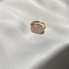 (週末限定値下げ)ローズクォーツ オーバルリング　silver925 ゴールド