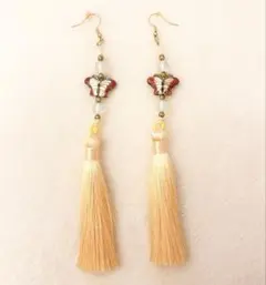 蝶々 タッセル ピアス 和風 華風