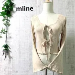 mline ショート丈 ニット リブカーディガン 【Free】 リボン ベージュ