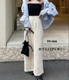 hinari フラワーレースタックパンツ　XSsize ホワイト/アイボリーのサムネイル