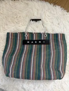 良品✨】マルニ マーケット カナパ トートバッグ ストライプ ストロー