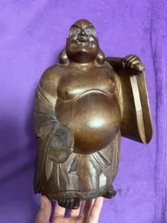 木彫 布袋様 置物 縁起物 彫刻 伝統工芸