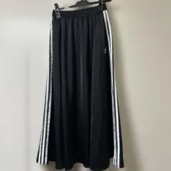 adidas アディダス　ロングフレアスカート　トレフォイルロゴ　3本ライン M