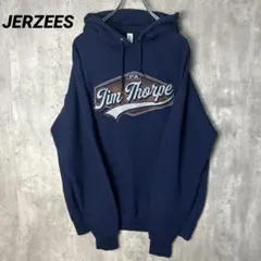 T-2534 JERZEES スウェットパーカー カレッジプリント L ネイビー