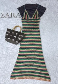 美品！ZARA ニットワンピース　エスニックワンピ　　キャミワンピース