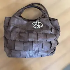 ズッケロ　ブラウン レザー トートバッグ 編み込みデザイン