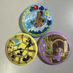ディズニー　刺繍缶バッジ　３点セット　ラプンツェル、スティッチ、ピーターパン