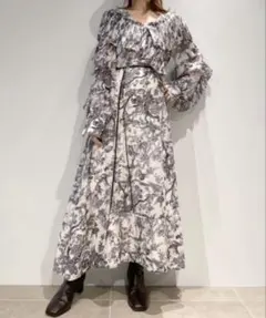 SNIDEL ベルト付きプリーツフリルワンピース