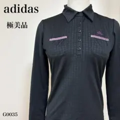 adidas アディダス 長袖ポロシャツ ブラック×ピンク ゴルフウェア