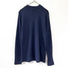 ◉studio CLIP　モックネックリブニット　長袖　ネイビー　M　無地