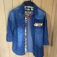 BANANA SEVEN デニムシャツ 七分袖 花柄