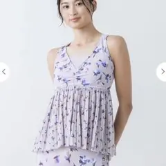 新品SUKALAローズプリントプリーツタンクトップライラックLホットヨガlavaのサムネイル