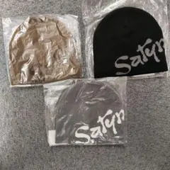 Satin cap black gray kaki 3点セット