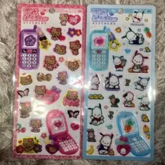 正規品　平成はっぴーフォン　ステッカー　ポチャッコ　キティ　日焼け サンリオ