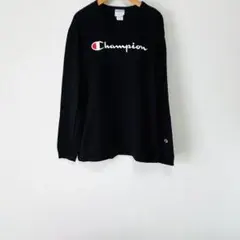 Champion チャンピオン 長袖 Tシャツ 刺繍ロゴ 黒 L 古着 大きめ