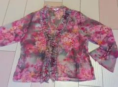 花柄シースルーカーディガン 長袖