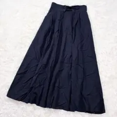 【a.v.v】✨リネン混レースアップフレアスカート ネイビー L 美シルエットのサムネイル