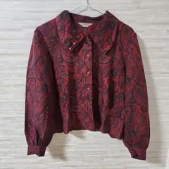 【M】BESSART 長袖シャツ ペイズリー柄 レッド