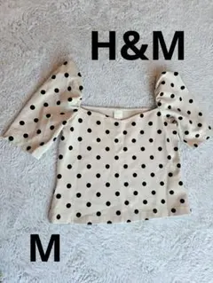 H&M ドット柄 パフスリーブ トップス M