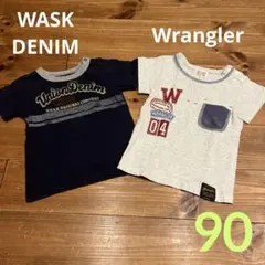 WASK DENIM & Wrangler 男の子Ｔシャツ 2枚セット ☆ 90