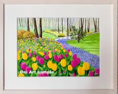 プロヴァンスのラベンダー畑　水彩画　ホワイト額入り プロヴァンスのラベンダー畑 水彩画 ホワイト額入り - メルカリ