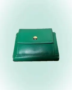 グリーン レザー 三つ折り財布