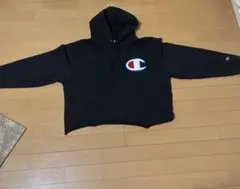 Champion ブラック フード付きパーカー X-LARGE