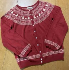 earth music&ecology カーディガン　ノルディック柄　赤　うさぎ