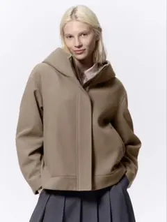 【新品未使用】 GU コージーメルトンショートフーディコート　ブラウン　M