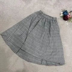 Heather フレアスカート　グレンチェック　背面ゴム　秋冬