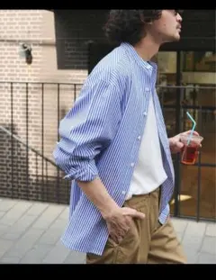 CIAOPANIC TYPY ストライプバンドカラーオーバーシャツ