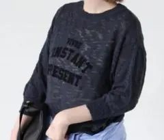 Luqnoncure ♡フッロキープリントスラブロゴニット