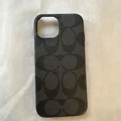 COACH iPhone15 ケース シグネチャー ブラック 破損あり ジャンク