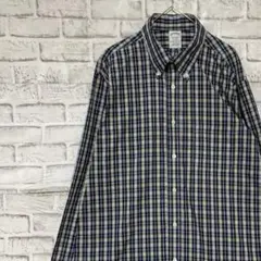 ブルックスブラザーズ長袖シャツ！ネイビー　チェックL 0310
