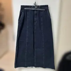 ダークデニム スリット入り ロングスカート