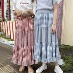 2026年最新】POPPY 柄：チェック レディース ロング フレアスカートの