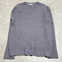 ノーリーズ ケーブルニット M グレー系 ウール アルパカ