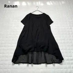 【ラナン】チュニック　ブラウス　半袖　ブラック　黒　XL LL 大きいサイズのサムネイル