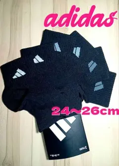 アディダス　24- 26cm　adidas メンズブラックソックス 足セット