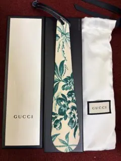 美品】GUCCI グッチ ネックボウ シルク100% 花柄 リボンスカーフ