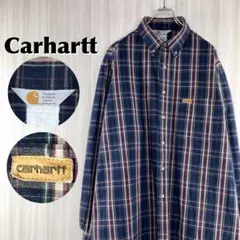 【ビッグサイズ】カーハート 革タグ 長袖シャツ マルチカラー タータンチェック