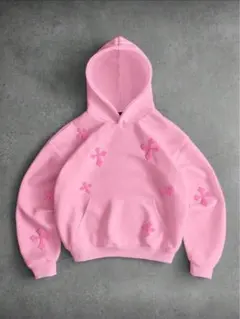 ピンク クロス刺繍 パーカー　短丈 opium y2k archive