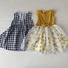 ひまわり柄フリルワンピース 90cm 2枚セット
