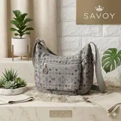 SAVOY サボイ モノグラム ショルダーバッグ グレー 多ポケット