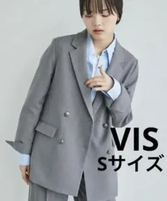 VIS 【美easy】ウーリッシュWブレストテーラードジャケット グレー